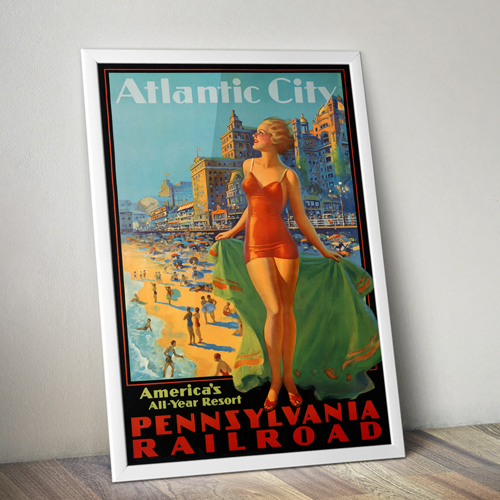 Alternative view of ATLANTIC CITY VINTAGE TRAVEL ADVERT POSTER