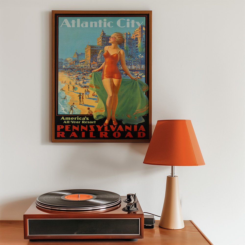 ATLANTIC CITY VINTAGE TRAVEL ADVERT POSTER