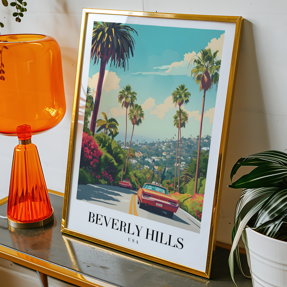 Alternative view of BEVERLY HILLS VINTAGE TRAVEL POSTER