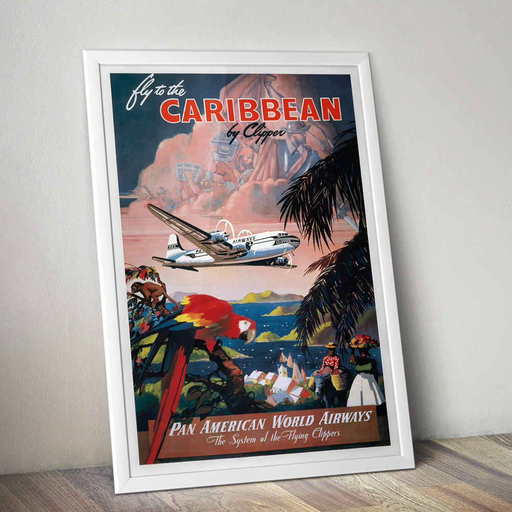 Alternative view of CARIBBEAN VINTAGE TRAVEL ADVERT POSTER