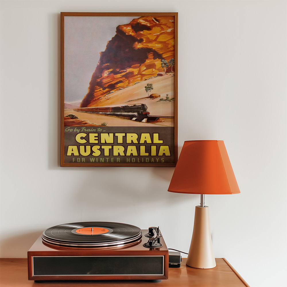 CENTRAL AUSTRALIA VINTAGE TRAVEL ADVERT POSTER