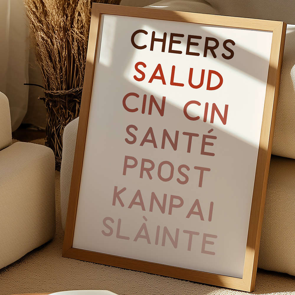 CHEERS SALUT CIN CIN BAR AND DRINKS POSTER