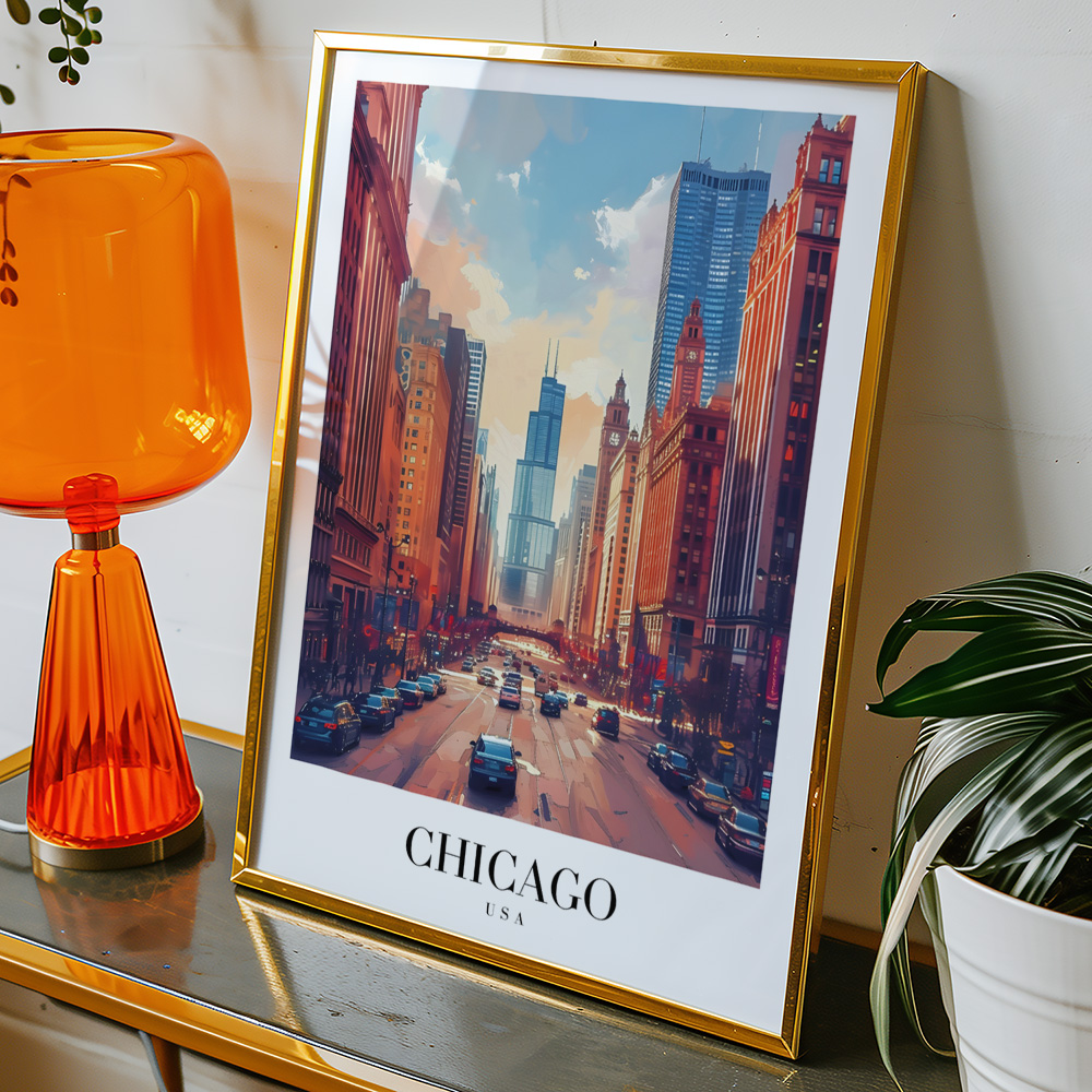 Alternative view of CHICAGO 2 VINTAGE TRAVEL POSTER