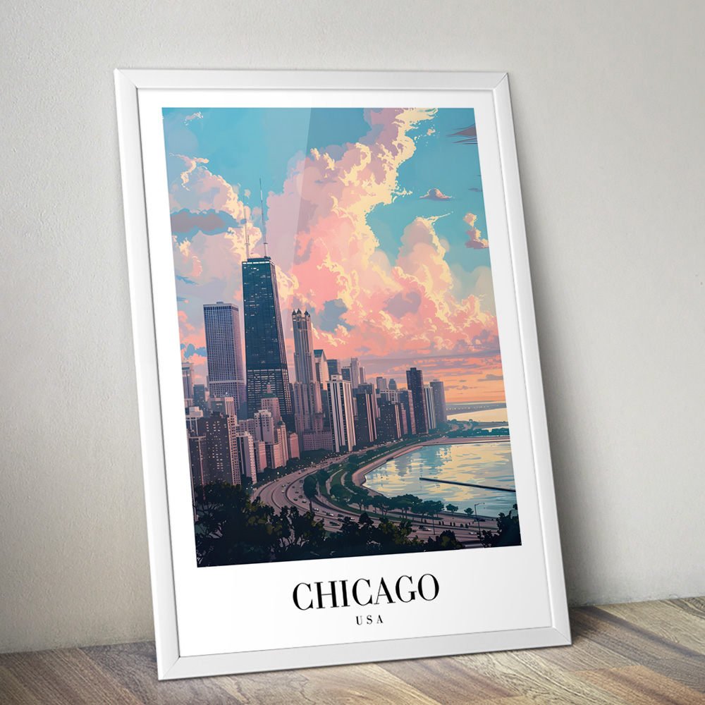 CHICAGO VINTAGE TRAVEL POSTER