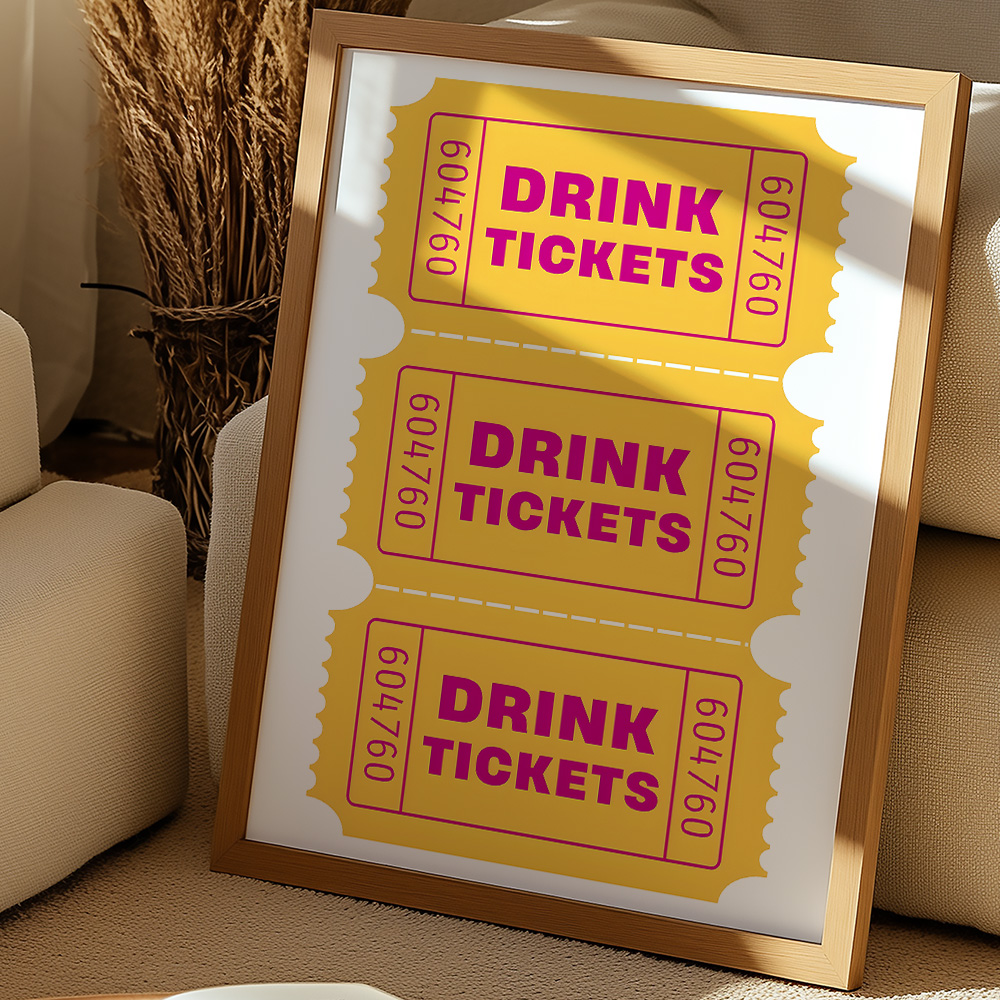 DRINK TICKETS BAR AND DRINKS POSTER