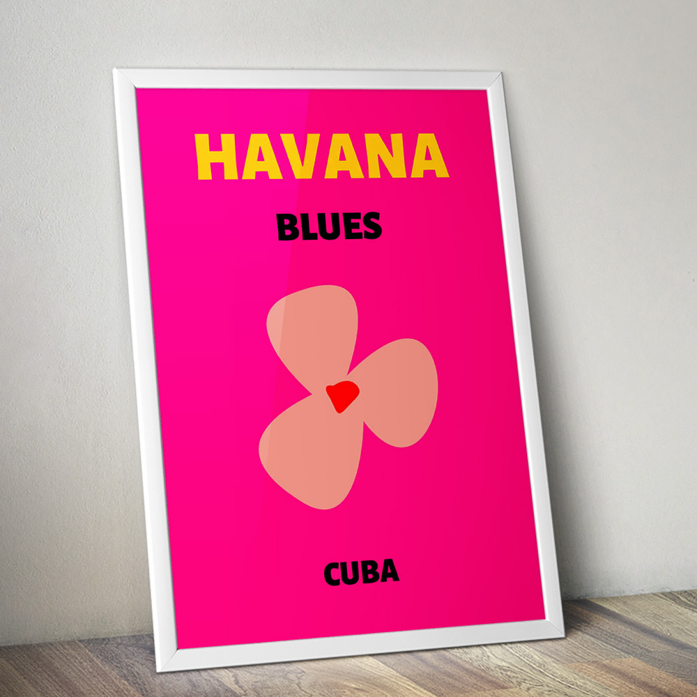 Alternative view of HAVANA BLUES VIBRANT TRAVEL POSTER