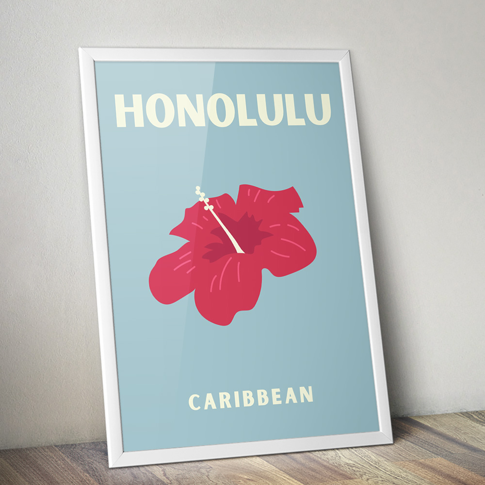 Alternative view of HONOLULU VIBRANT TRAVEL POSTER