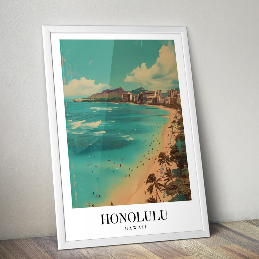 HONOLULU VINTAGE TRAVEL POSTER
