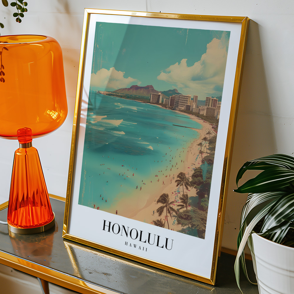 Alternative view of HONOLULU VINTAGE TRAVEL POSTER