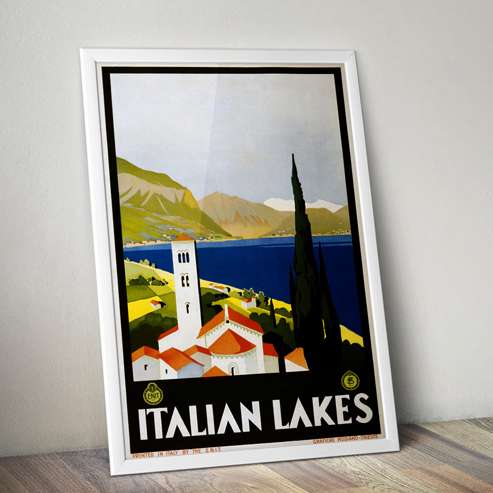 Alternative view of ITALIAN LAKES VINTAGE TRAVEL ADVERT POSTER