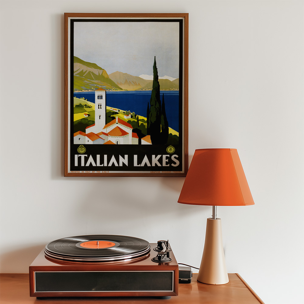 ITALIAN LAKES VINTAGE TRAVEL ADVERT POSTER