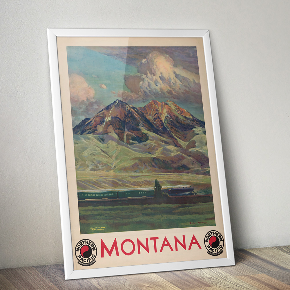 Alternative view of MONTANA VINTAGE TRAVEL ADVERT POSTER