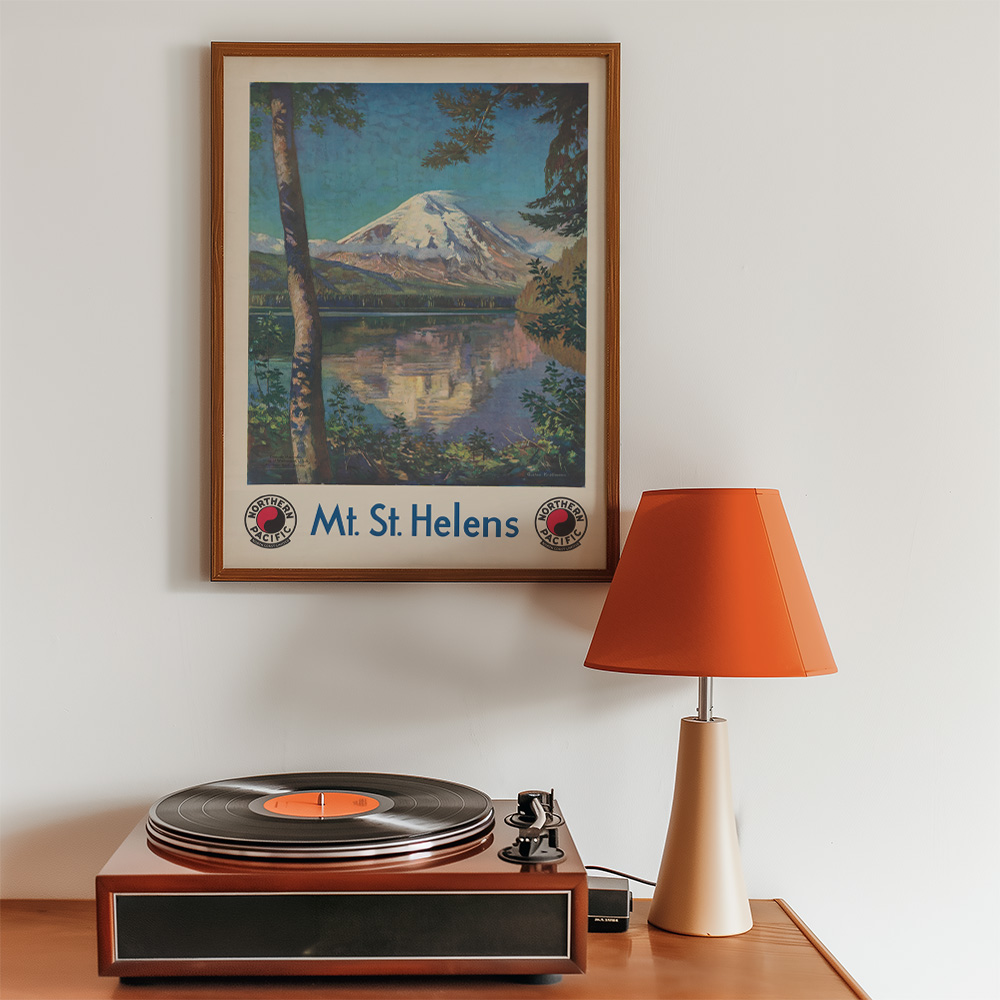 MOUNT ST HELENS VINTAGE TRAVEL ADVERT POSTER