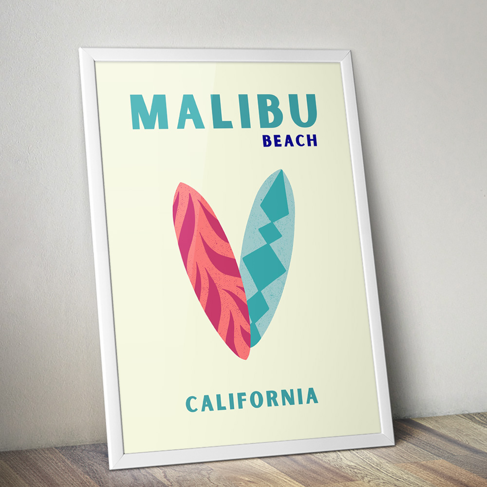 Alternative view of MALIBU BEACH VIBRANT TRAVEL POSTER