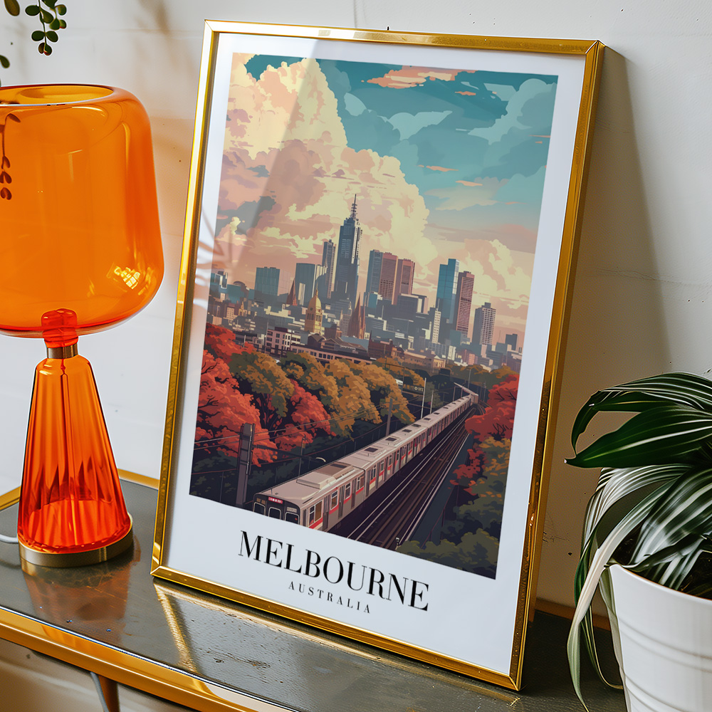 Alternative view of MELBOURNE VINTAGE TRAVEL POSTER