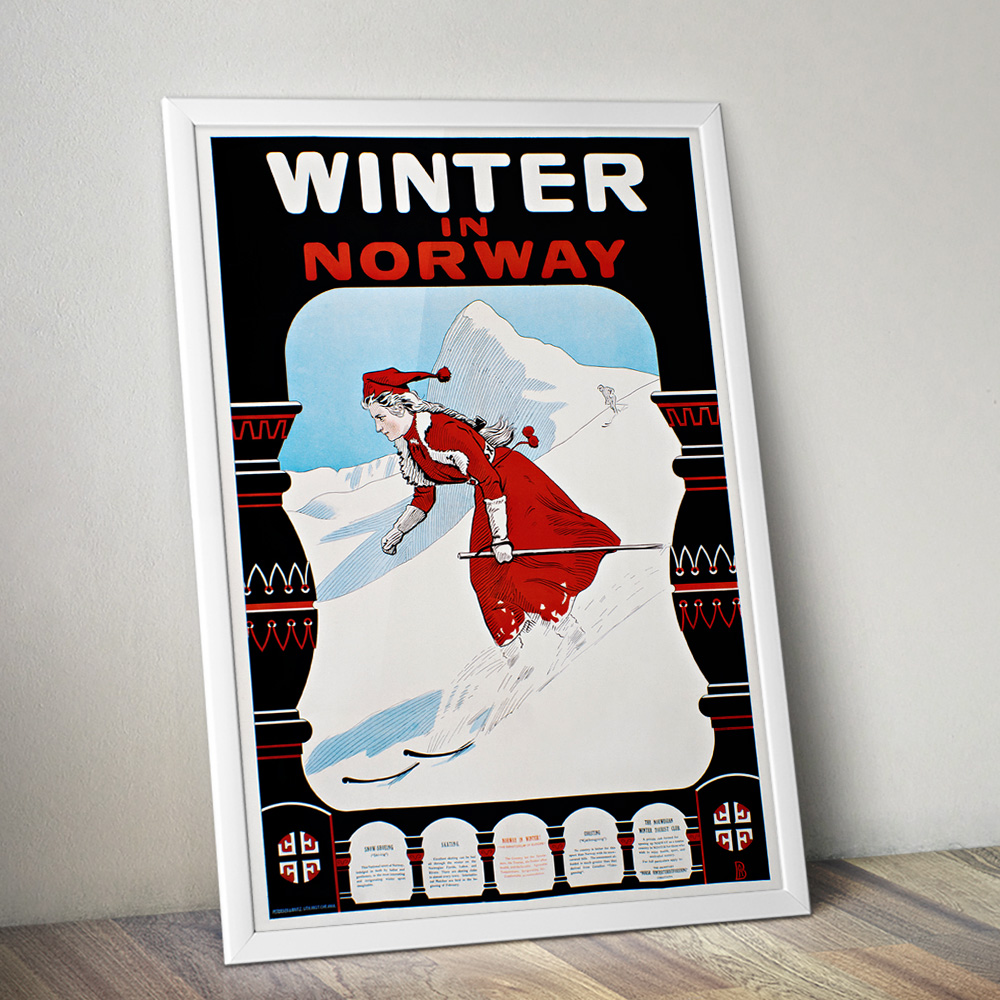 Alternative view of NORWAY WINTER VINTAGE TRAVEL ADVERT POSTER