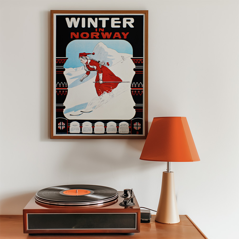 NORWAY WINTER VINTAGE TRAVEL ADVERT POSTER