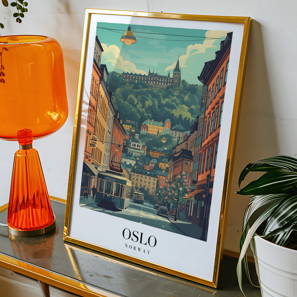 Alternative view of OSLO VINTAGE TRAVEL POSTER