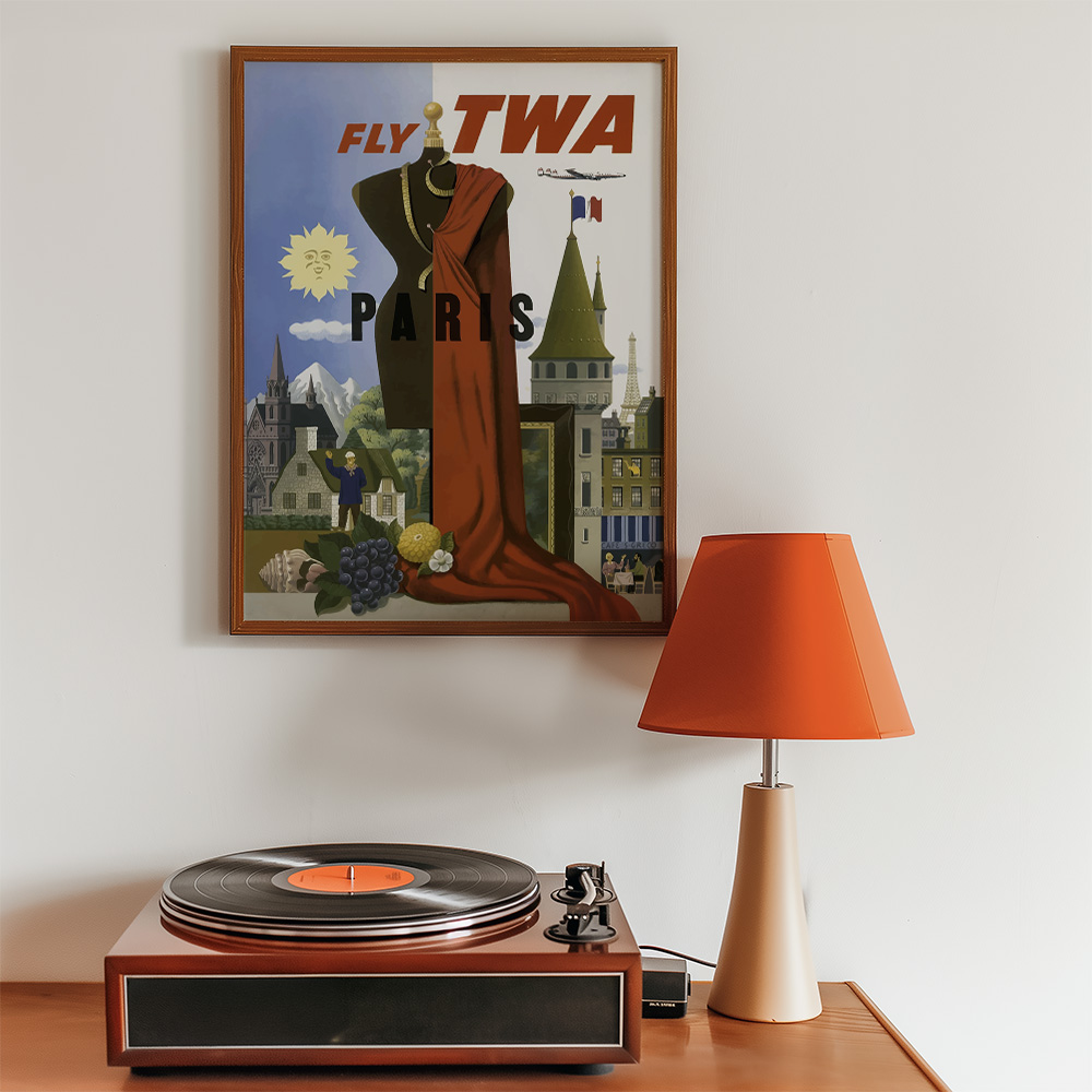 PARIS TWA VINTAGE TRAVEL ADVERT POSTER