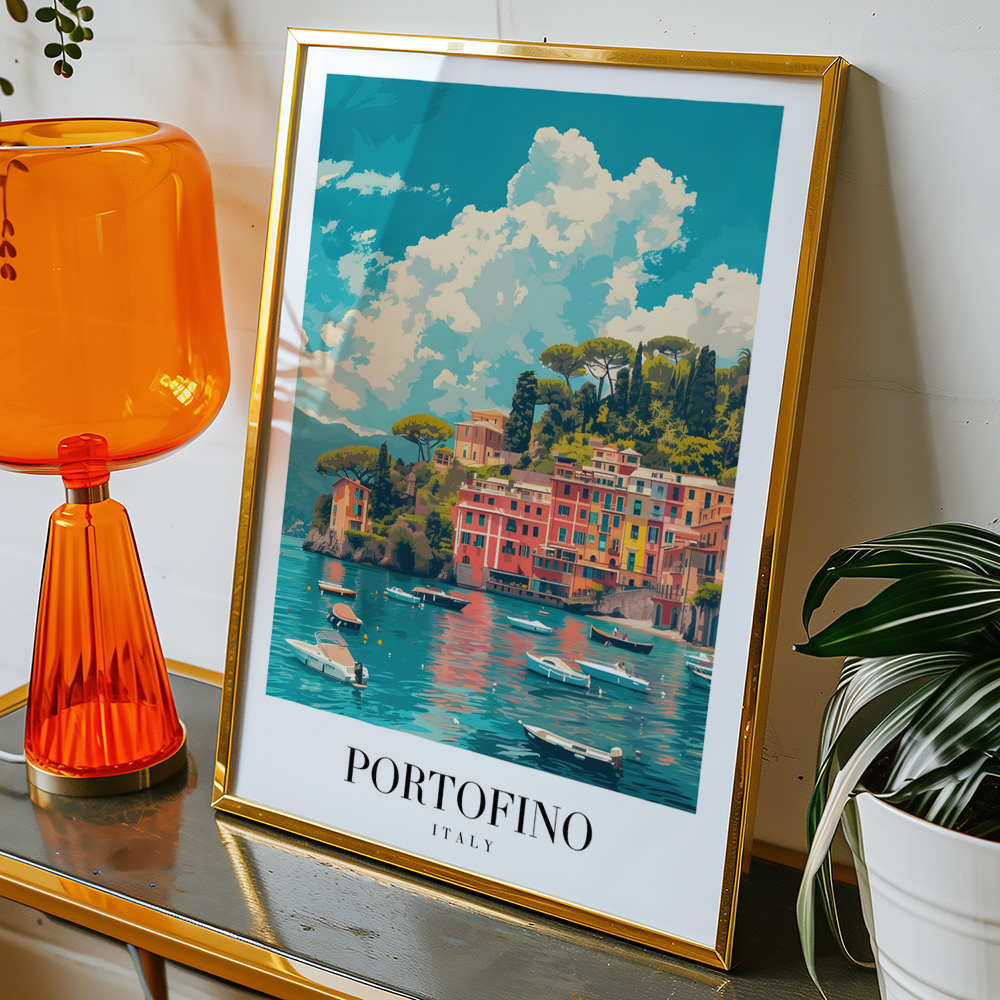 Alternative view of PORTOFINO VINTAGE TRAVEL POSTER