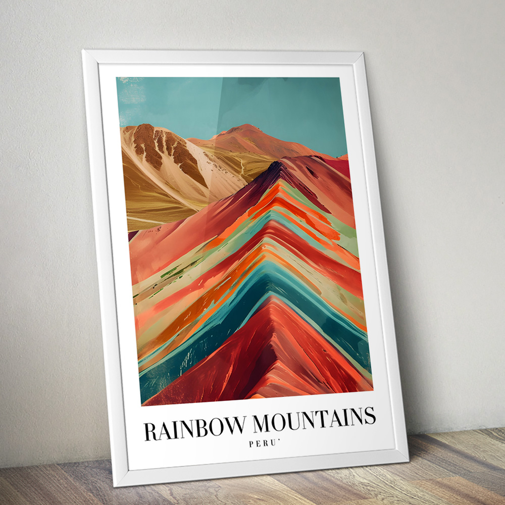 RAINBOW MOUNTAINS VINTAGE TRAVEL POSTER