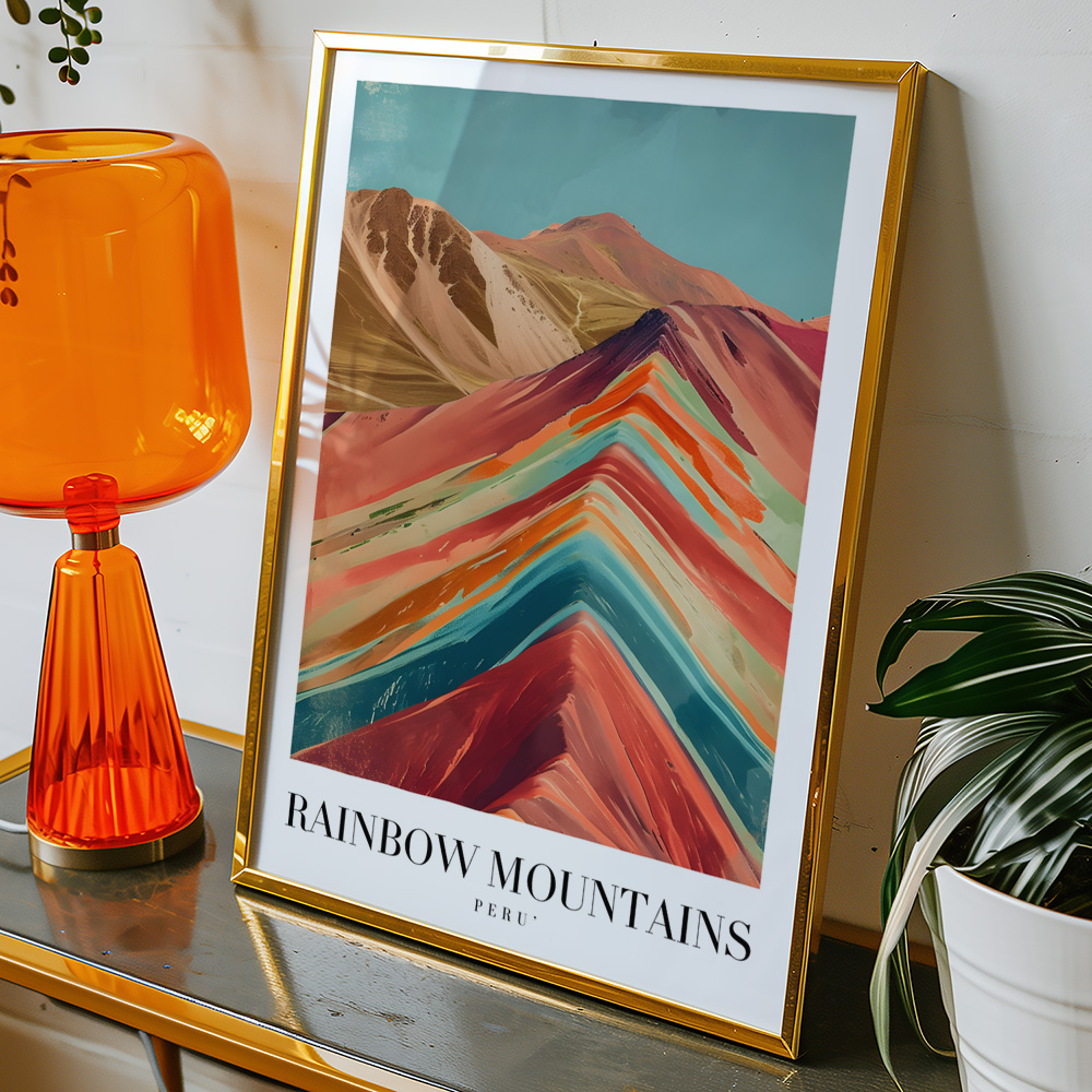 Alternative view of RAINBOW MOUNTAINS VINTAGE TRAVEL POSTER