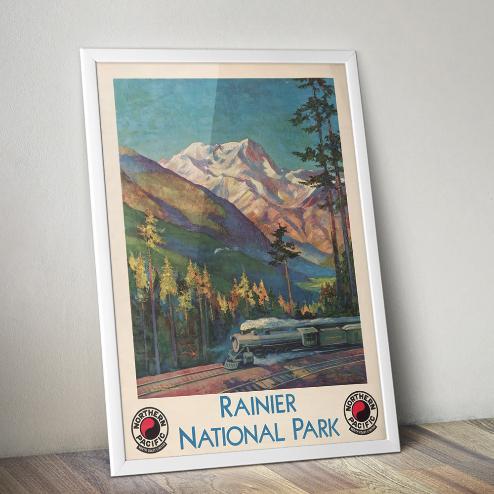 Alternative view of RAINIER NATIONAL PARK VINTAGE TRAVEL ADVERT POSTER