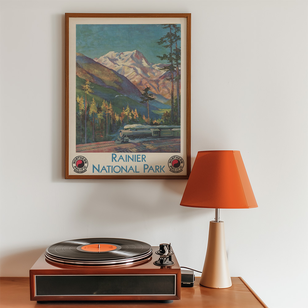 RAINIER NATIONAL PARK VINTAGE TRAVEL ADVERT POSTER