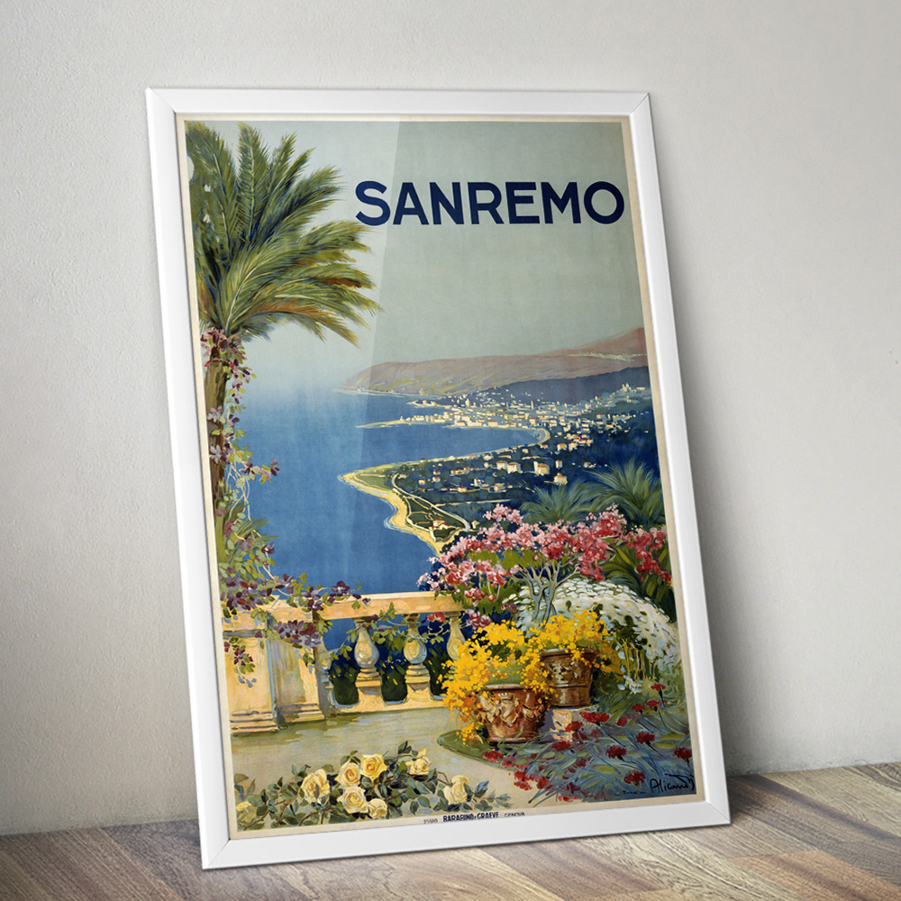Alternative view of SANREMO VINTAGE TRAVEL ADVERT POSTER