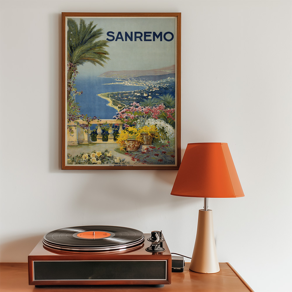 SANREMO VINTAGE TRAVEL ADVERT POSTER