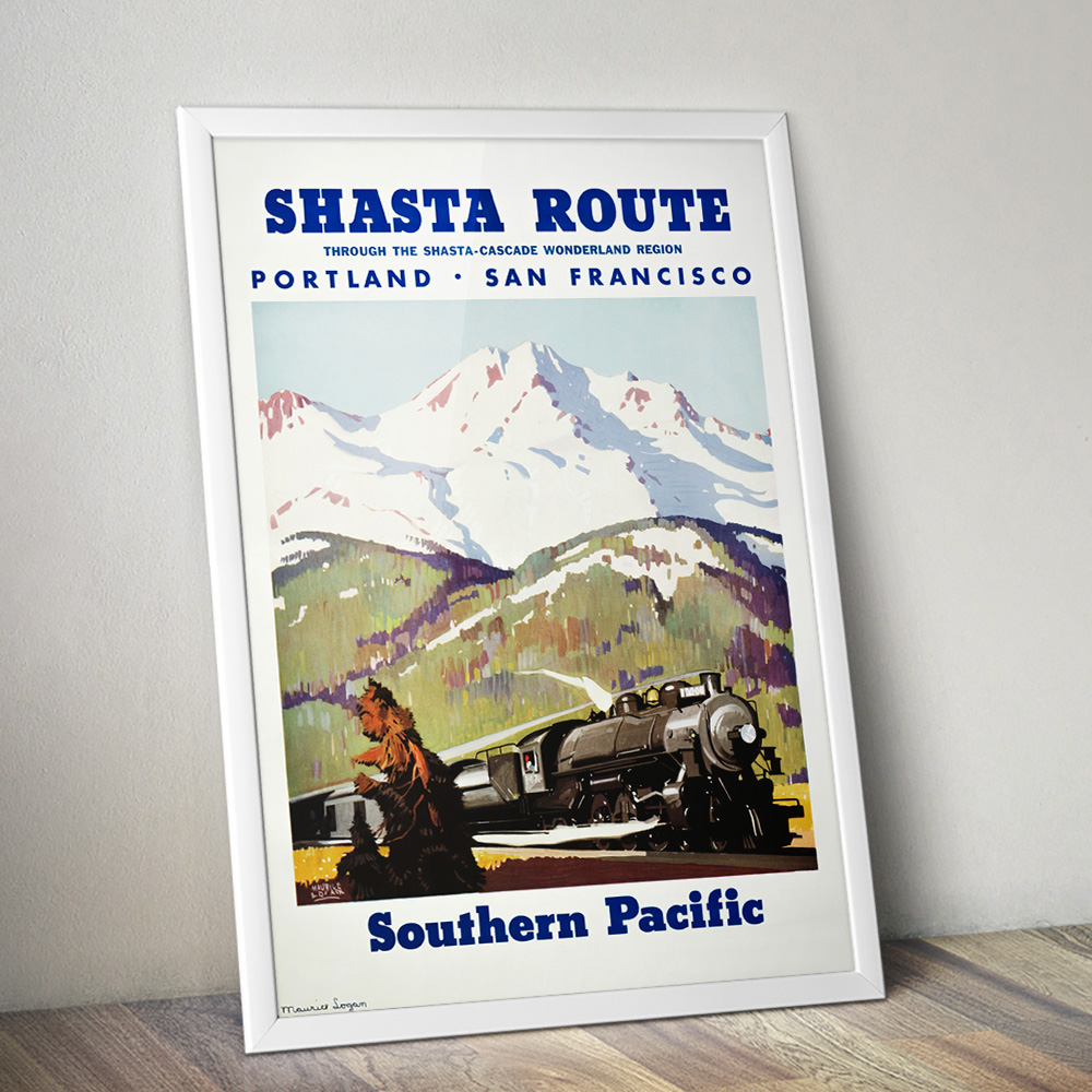 Alternative view of SHASTA ROUTE VINTAGE TRAVEL ADVERT POSTER