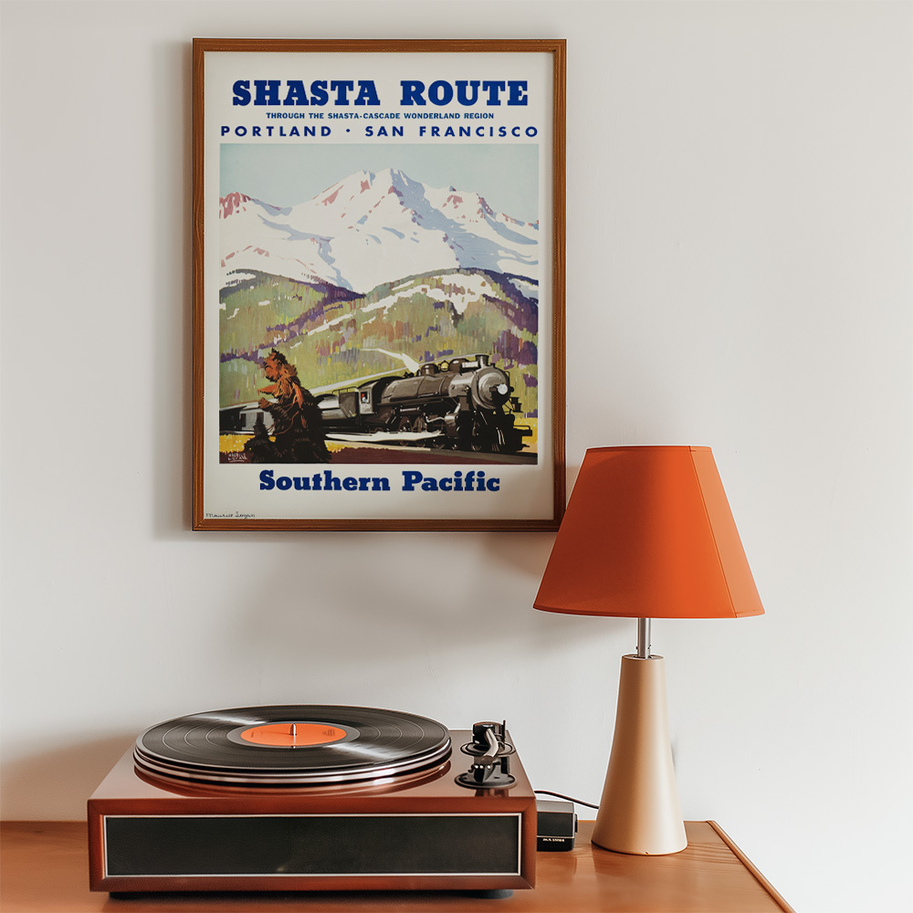 SHASTA ROUTE VINTAGE TRAVEL ADVERT POSTER
