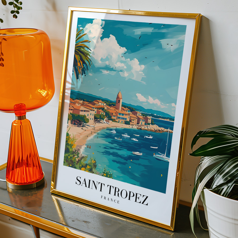 Alternative view of SAINT TROPEZ VINTAGE TRAVEL POSTER