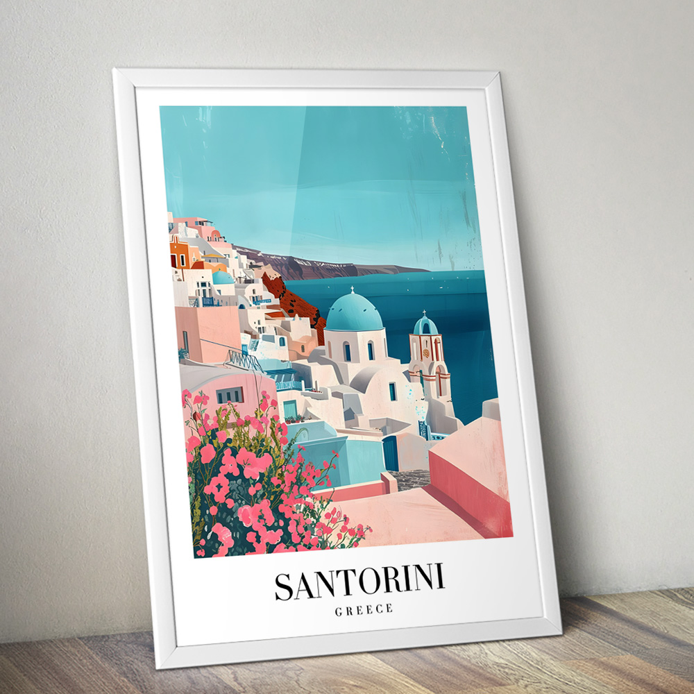 SANTORINI VINTAGE TRAVEL POSTER