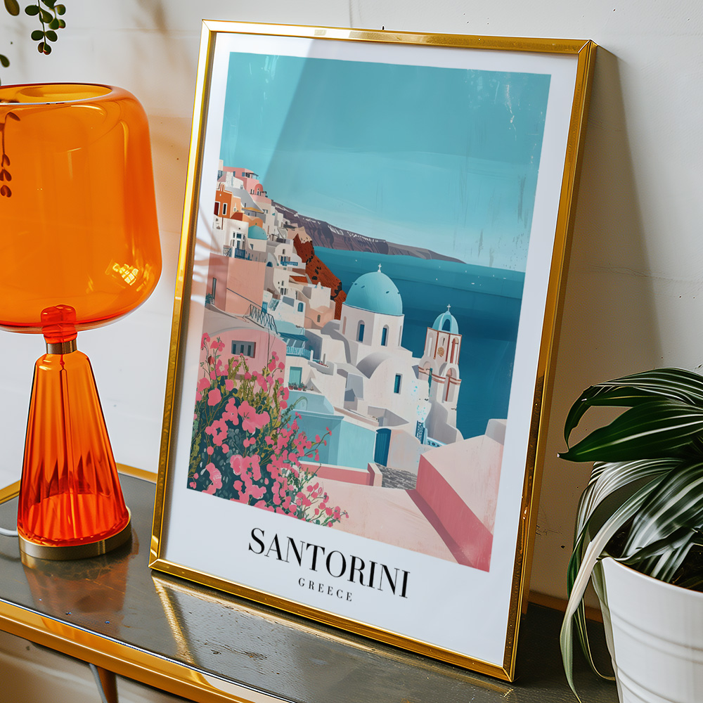 Alternative view of SANTORINI VINTAGE TRAVEL POSTER