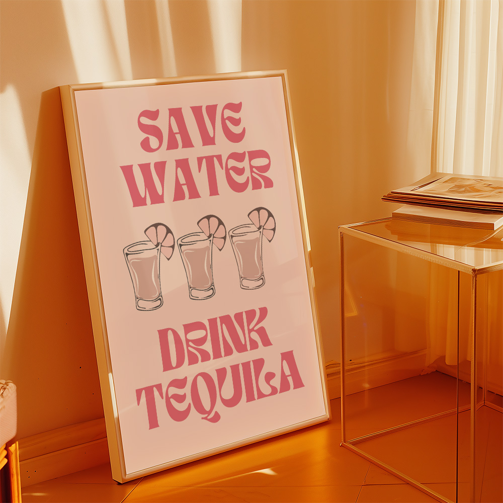 Alternative view of SAVE WATER DRINK TEQUILA BAR AND DRINKS POSTER
