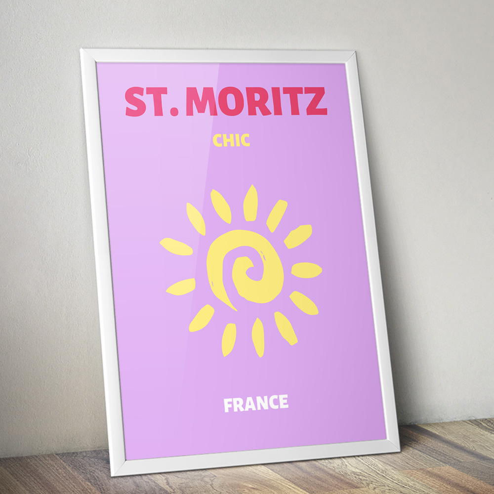 Alternative view of ST MORITZ VIBRANT TRAVEL POSTER