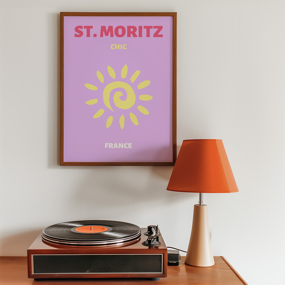 ST MORITZ VIBRANT TRAVEL POSTER