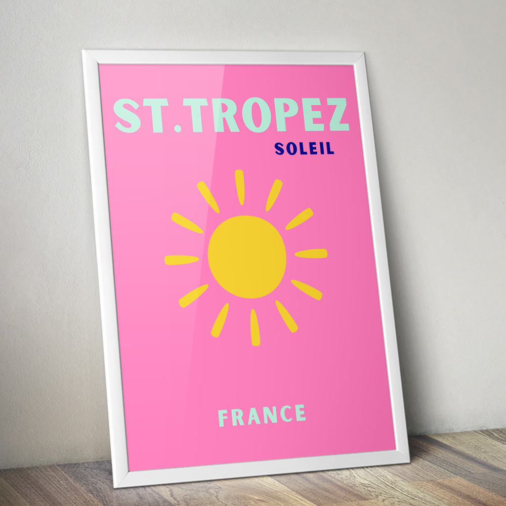 Alternative view of ST TROPEZ PINK VIBRANT TRAVEL POSTER