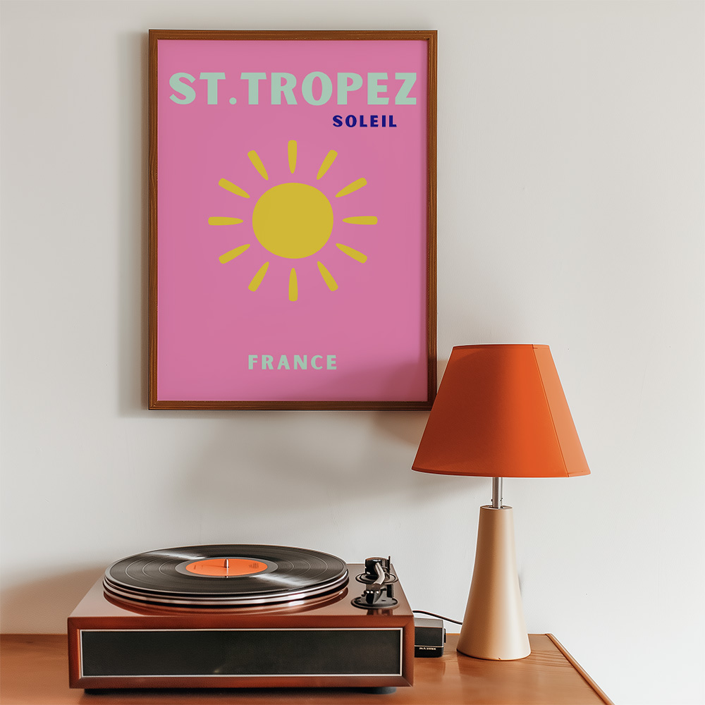 ST TROPEZ PINK VIBRANT TRAVEL POSTER
