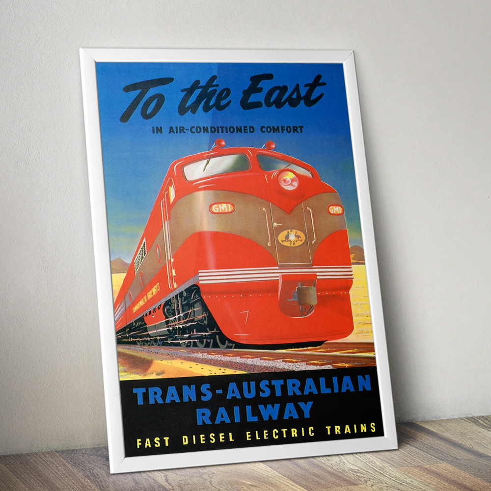 Alternative view of TRANS AUSTRALIAN RAILWAY II VINTAGE TRAVEL ADVERT POSTER