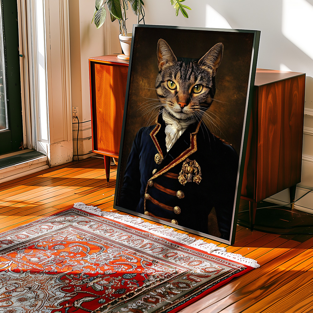 TABBY CAT ANIMAL ARISTOCRACY BAROQUE STYLE POSTER