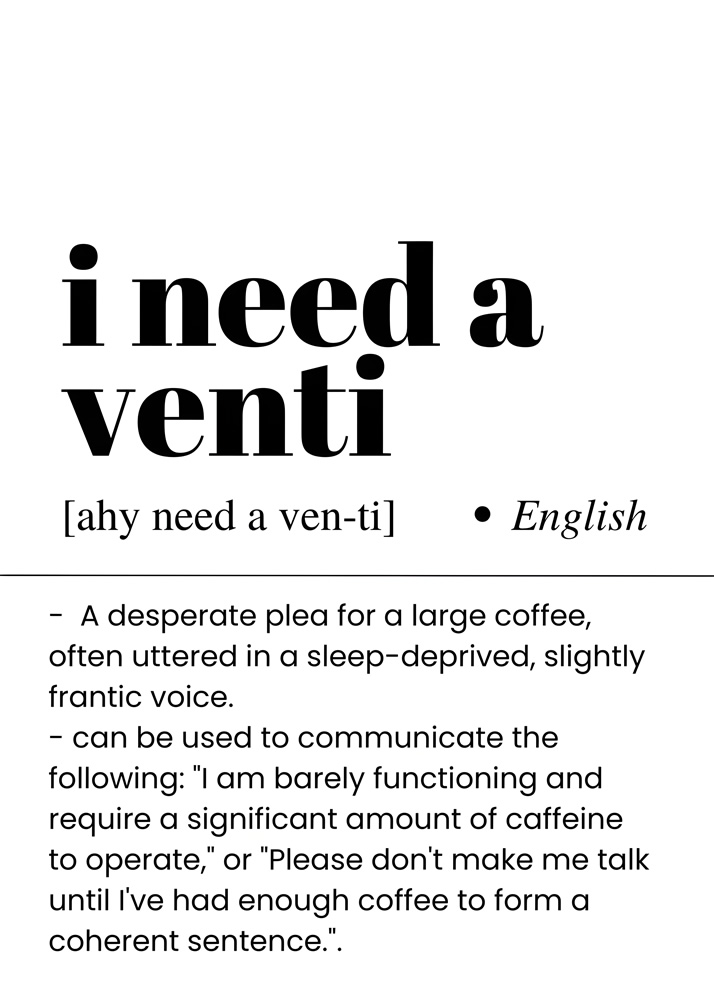 Alternative view of VENTI BAR AND DRINKS DICTIONARY POSTER