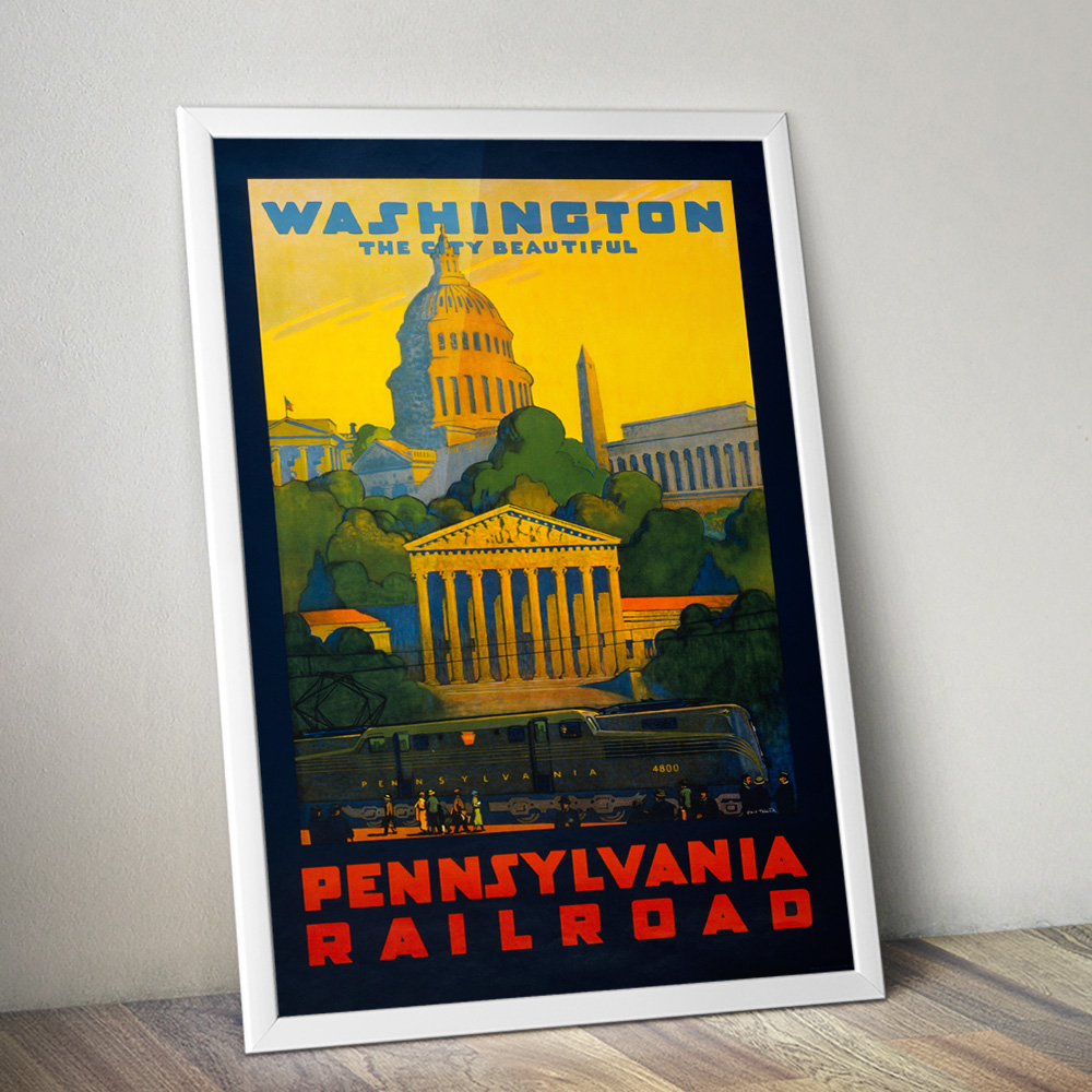 Alternative view of WASHINGTON VINTAGE TRAVEL ADVERT POSTER