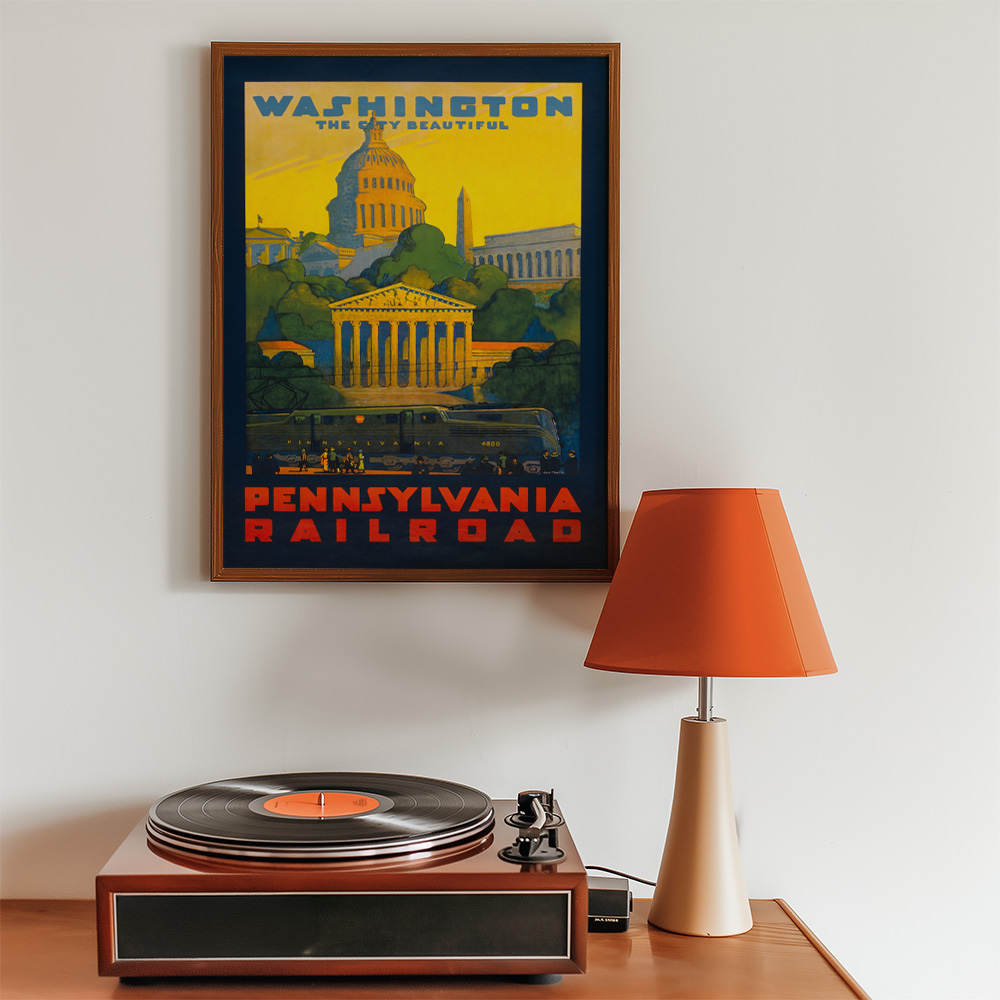 WASHINGTON VINTAGE TRAVEL ADVERT POSTER