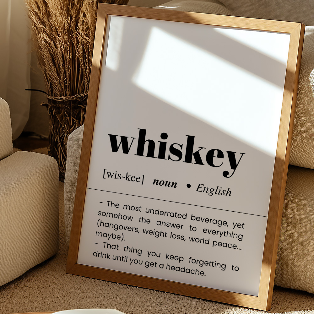 WHISKEY DICTIONARY DEFINITION BAR AND DRINKS POSTER