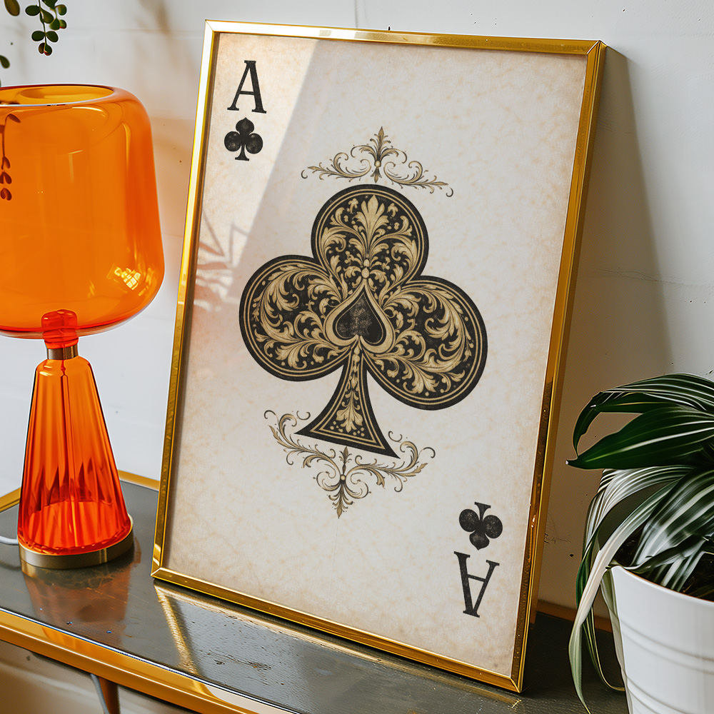 ACE OF CLUBS VINTAGE PLAYING CARD POSTER