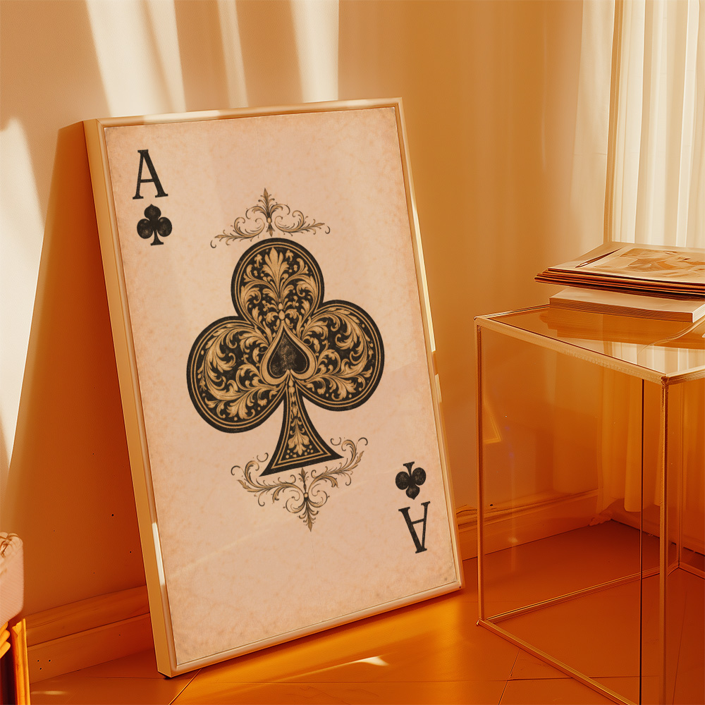 Alternative view of ACE OF CLUBS VINTAGE PLAYING CARD POSTER