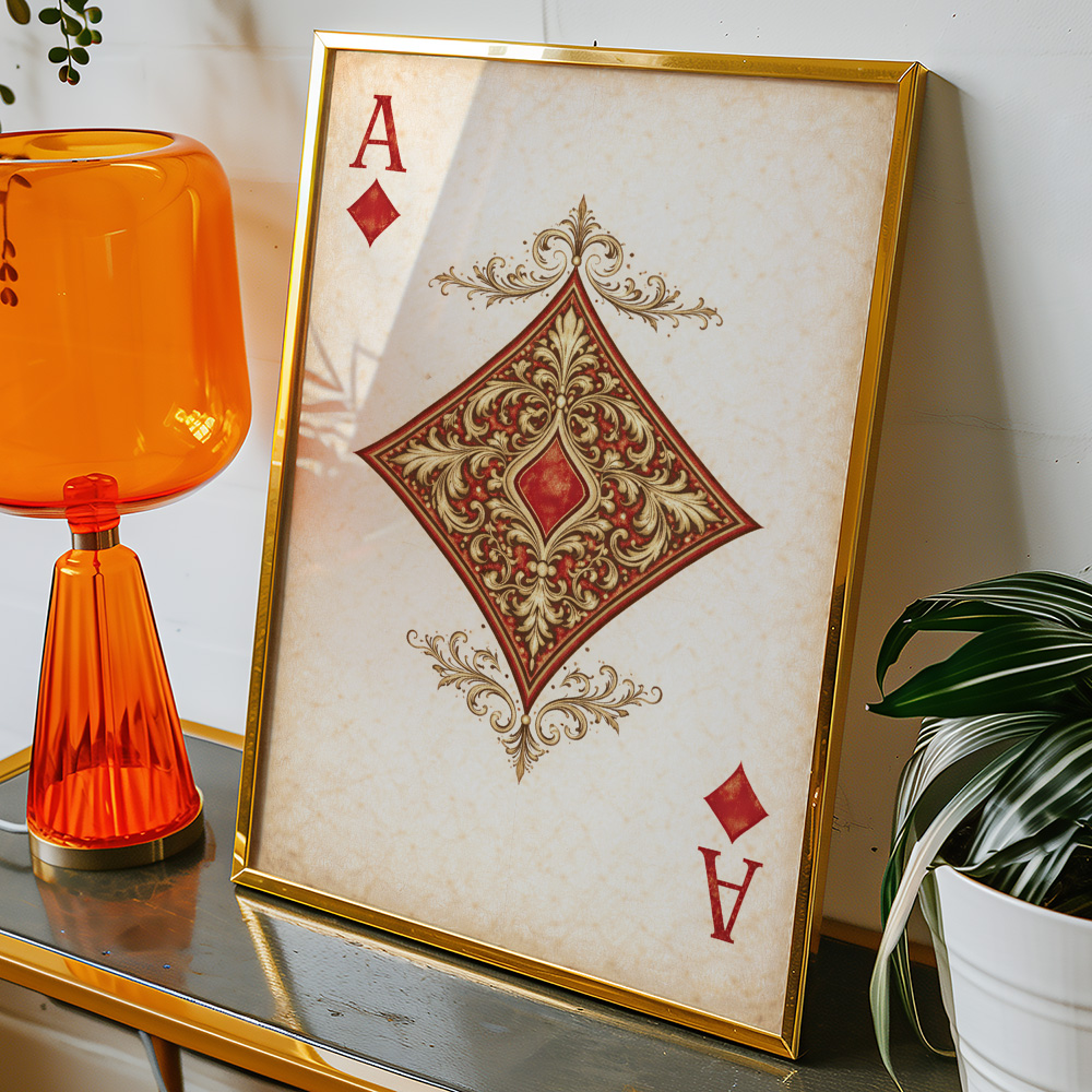 ACE OF DIAMONDS VINTAGE PLAYING CARD POSTER