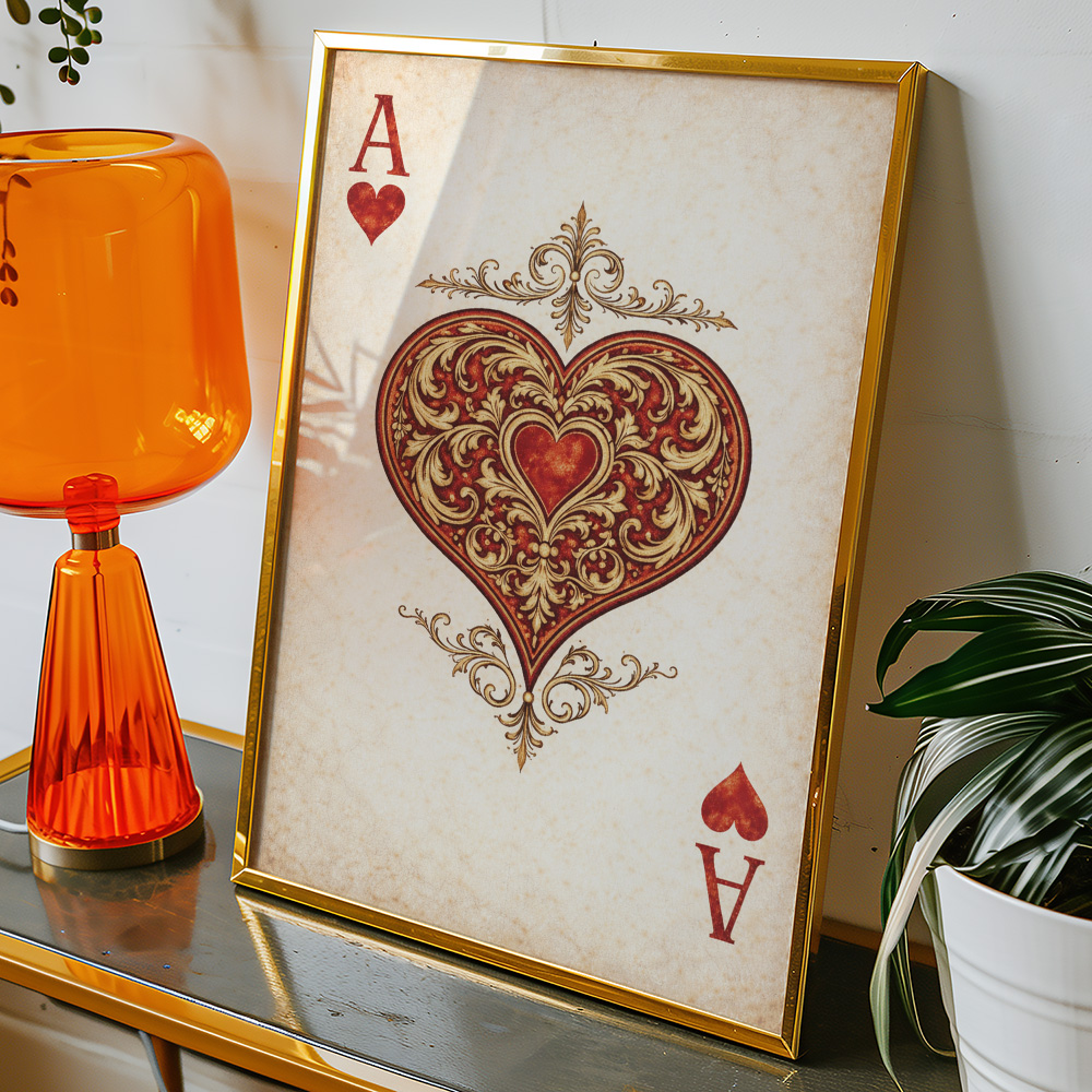 ACE OF HEARTS VINTAGE PLAYING CARD POSTER